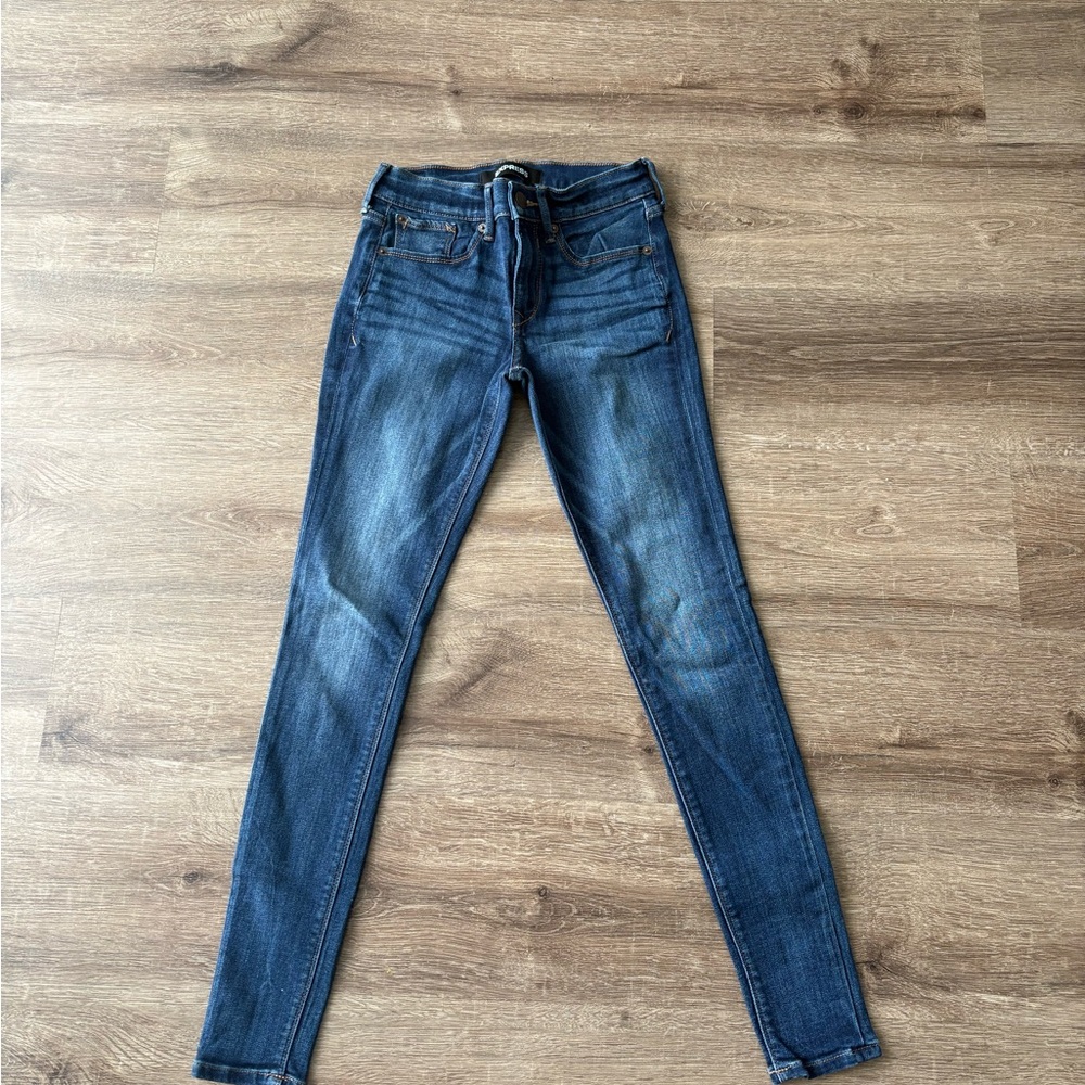 Express Dark Wash Mid Rise Skinny Jeans